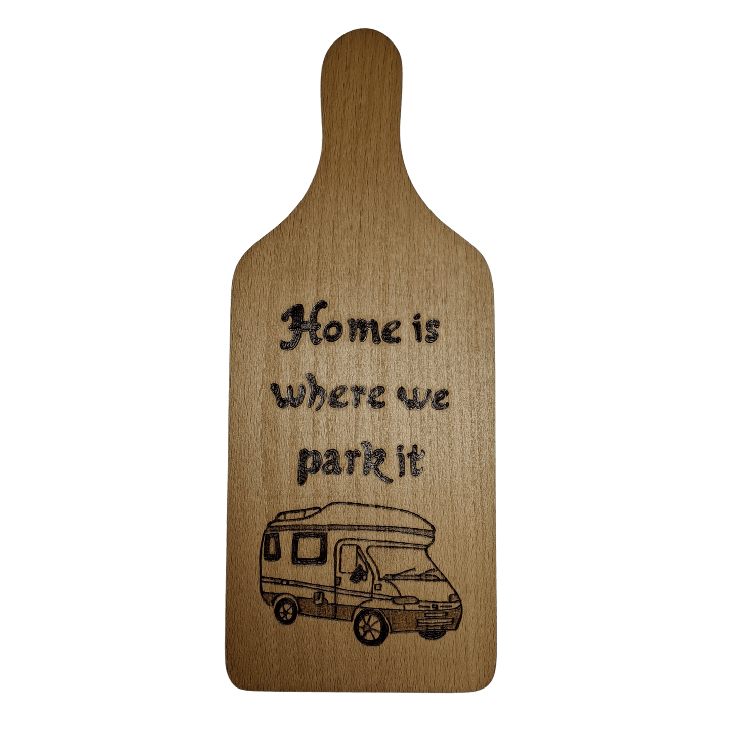Home is where we park it Beechwood chopping board