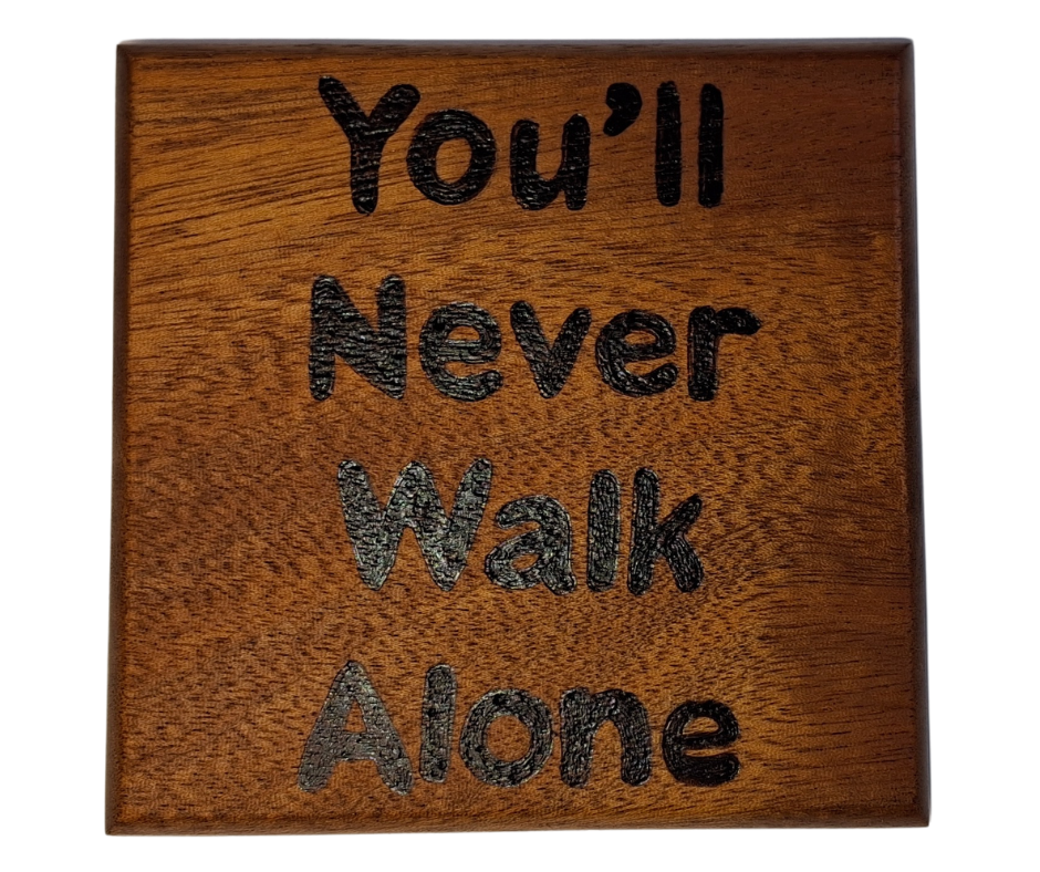 Sapele coaster with chamfered edges inscription "My favourite people call me Daddy" burnt in