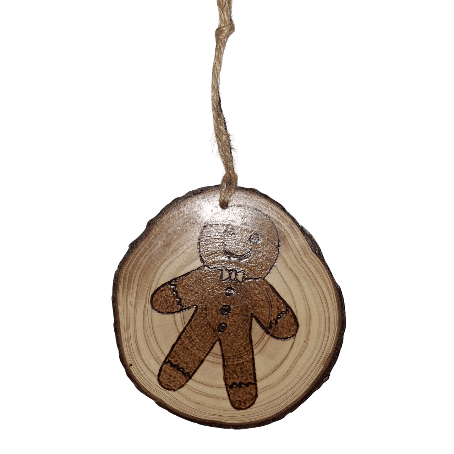Gingerbread man Log slice tree decoration