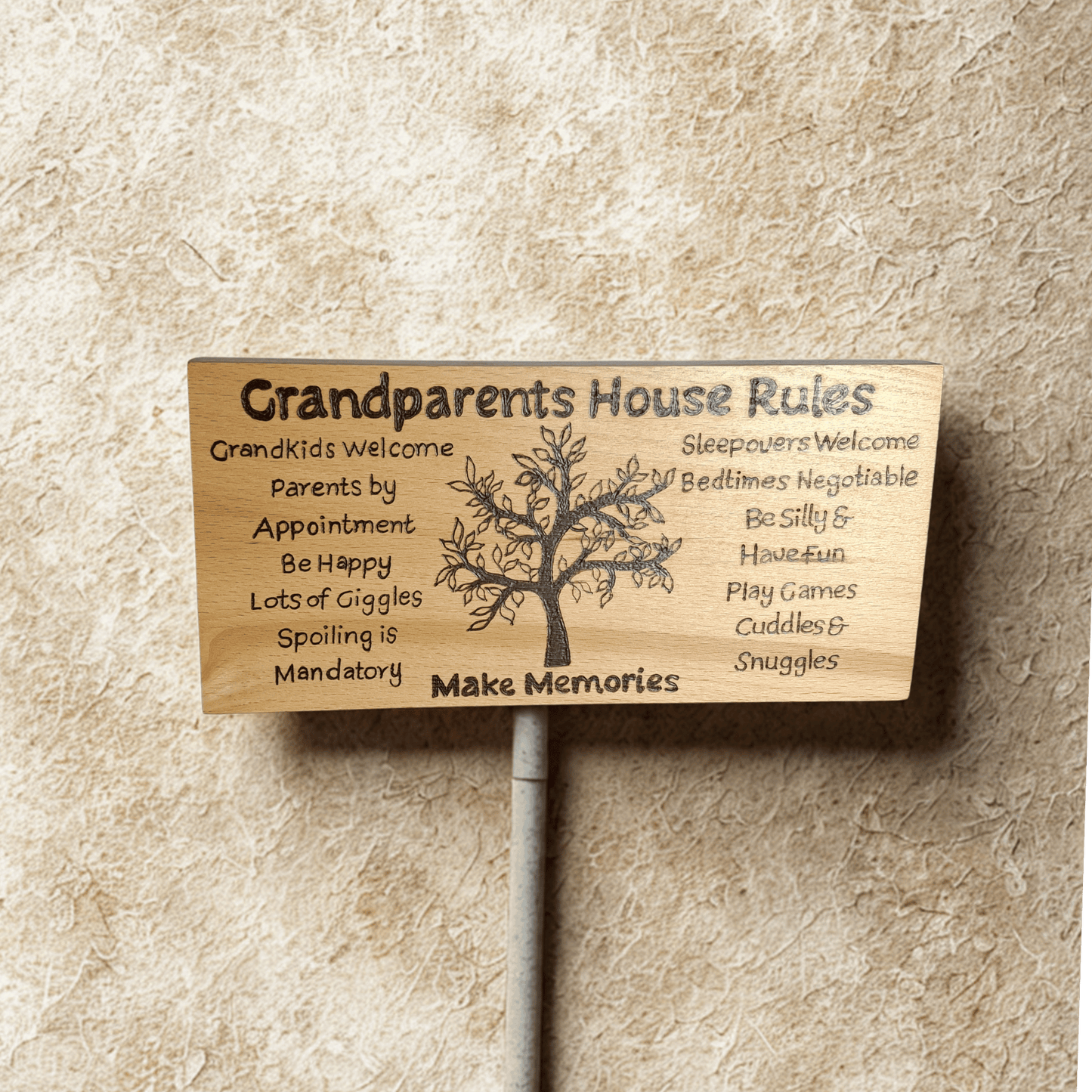 Grandparents house rules tree, Beechwood hanging/ freestanding sign