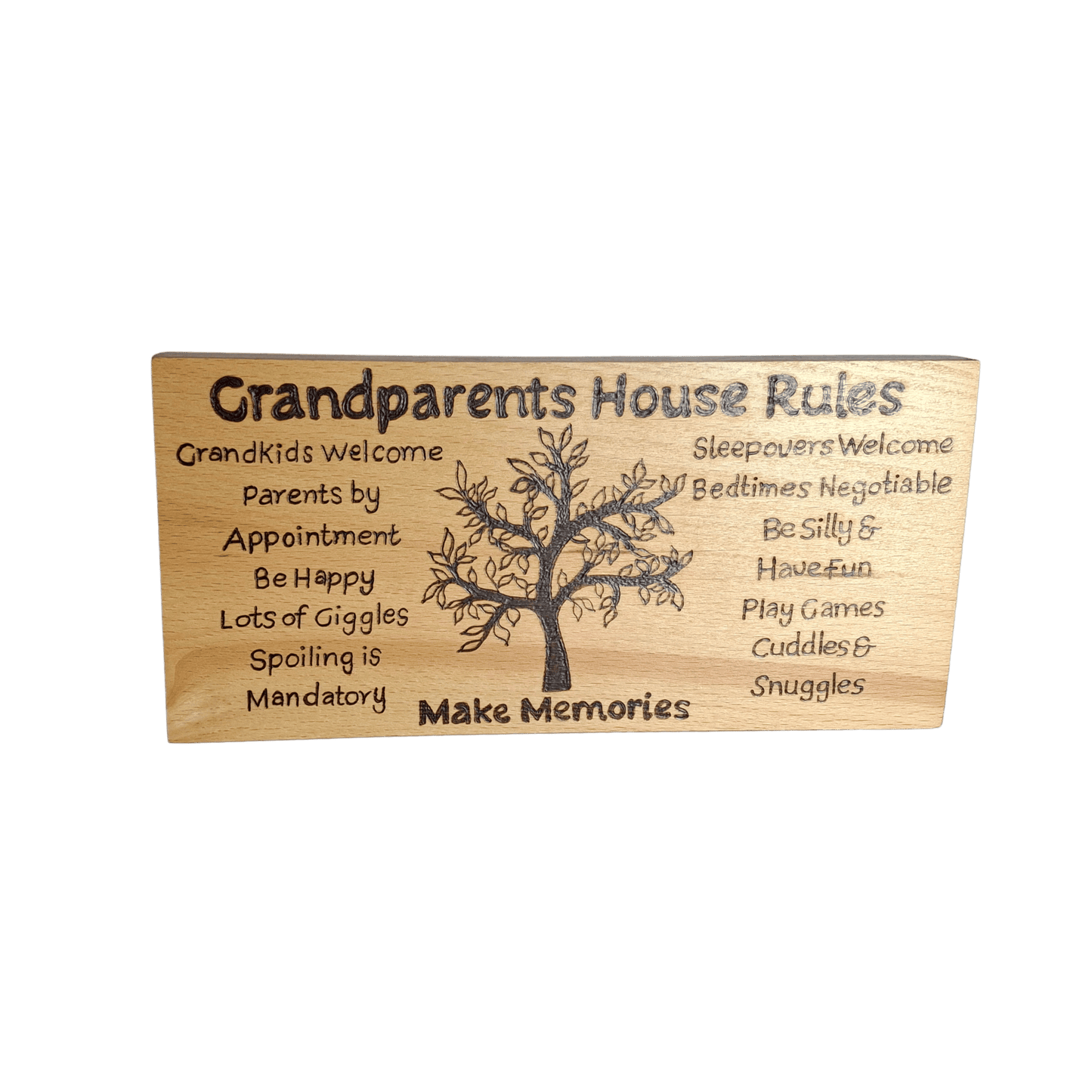 Grandparents house rules tree, Beechwood hanging/ freestanding sign