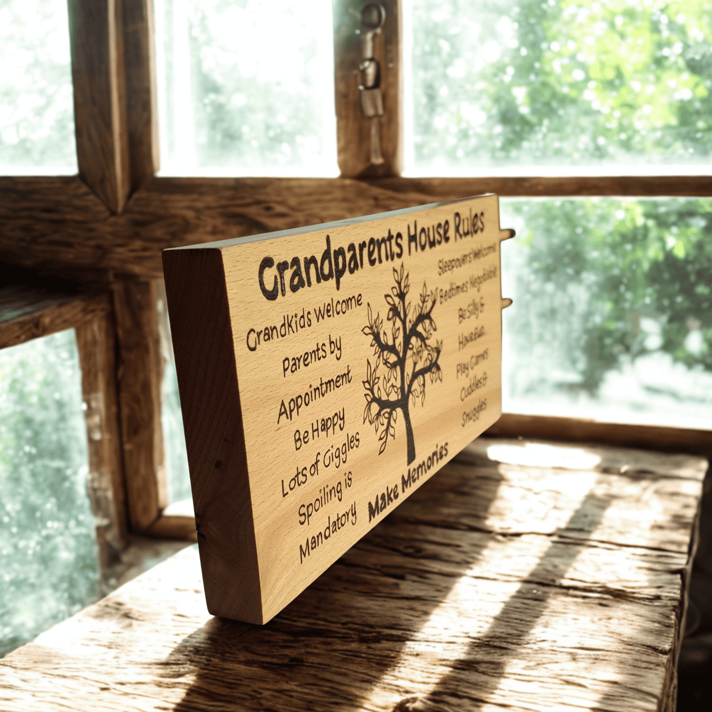 Grandparents house rules tree, Beechwood hanging/ freestanding sign