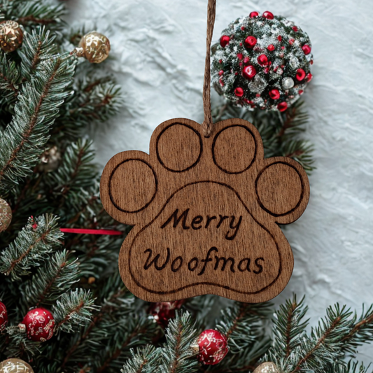 Merry Woofmas hanging pawprint