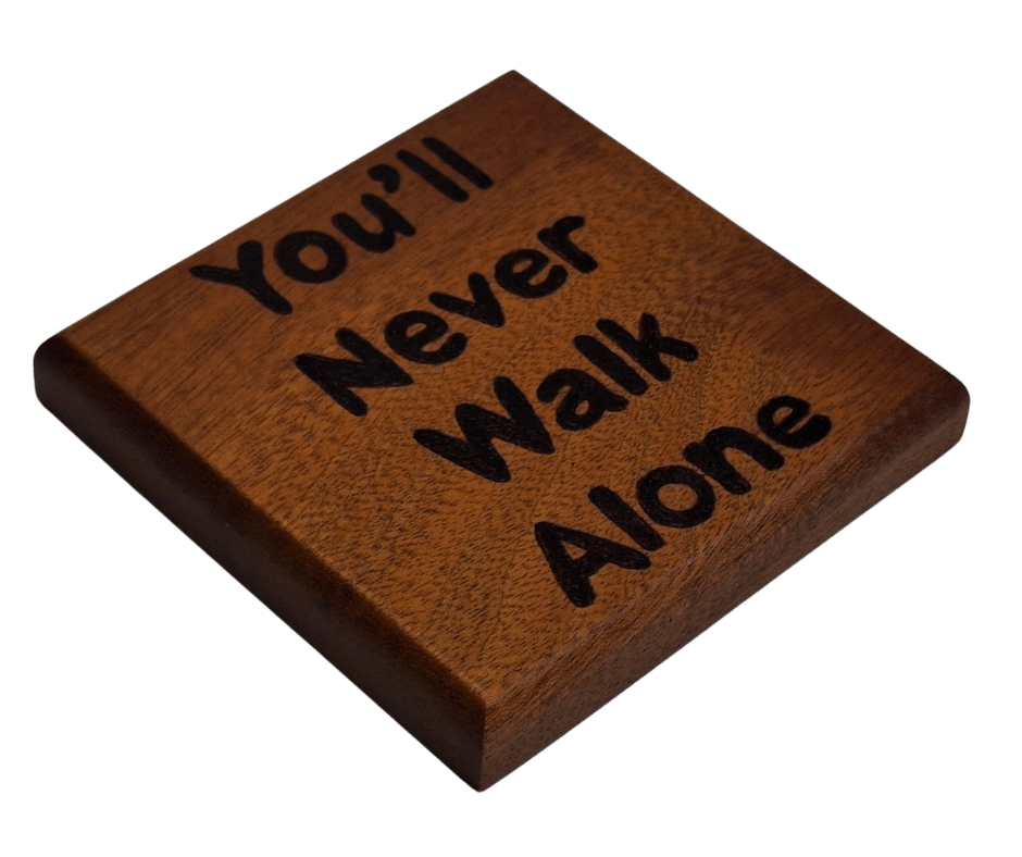 Sapele coaster with chamfered edges inscription "My favourite people call me Daddy" burnt in