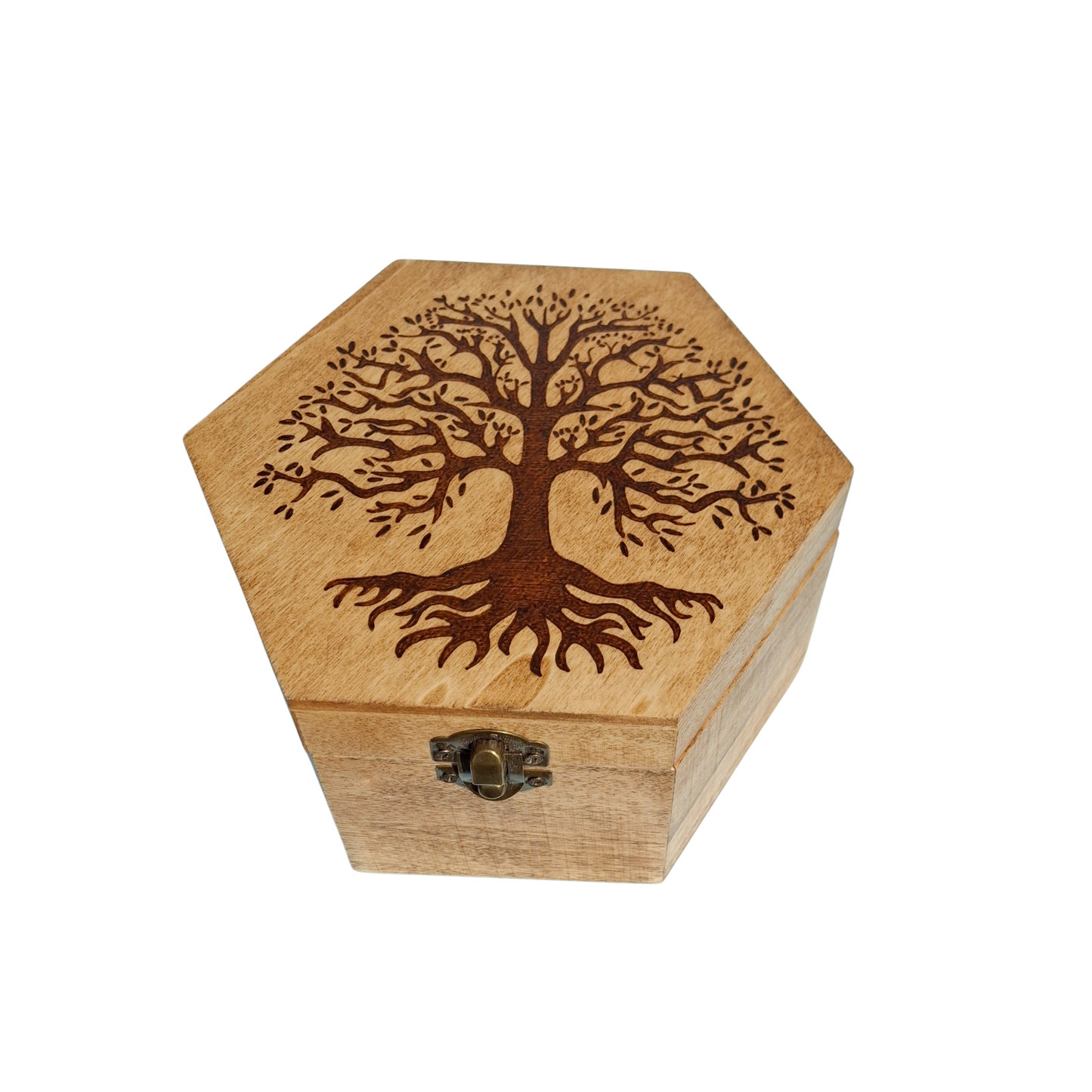 Tree, hexagonal wooden box