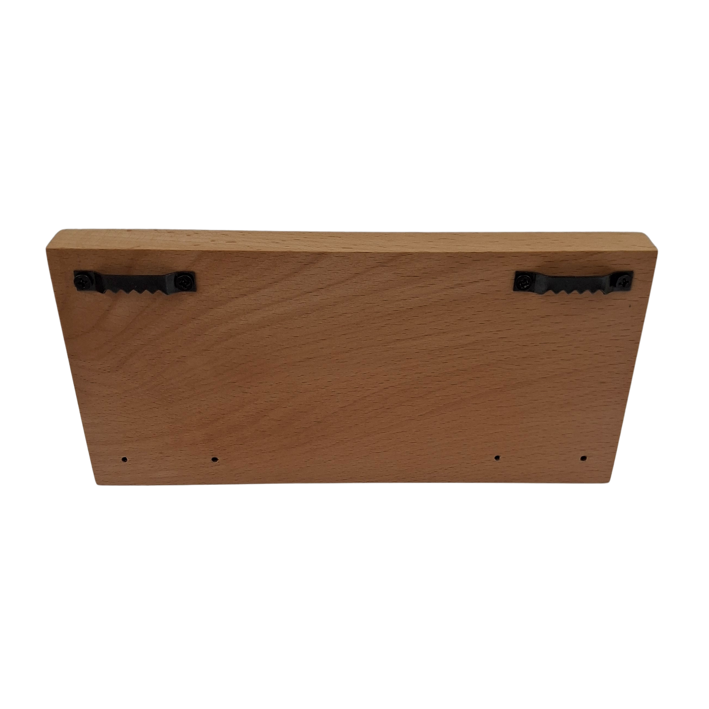 Rear of Wooden hanging sign with sawhooks