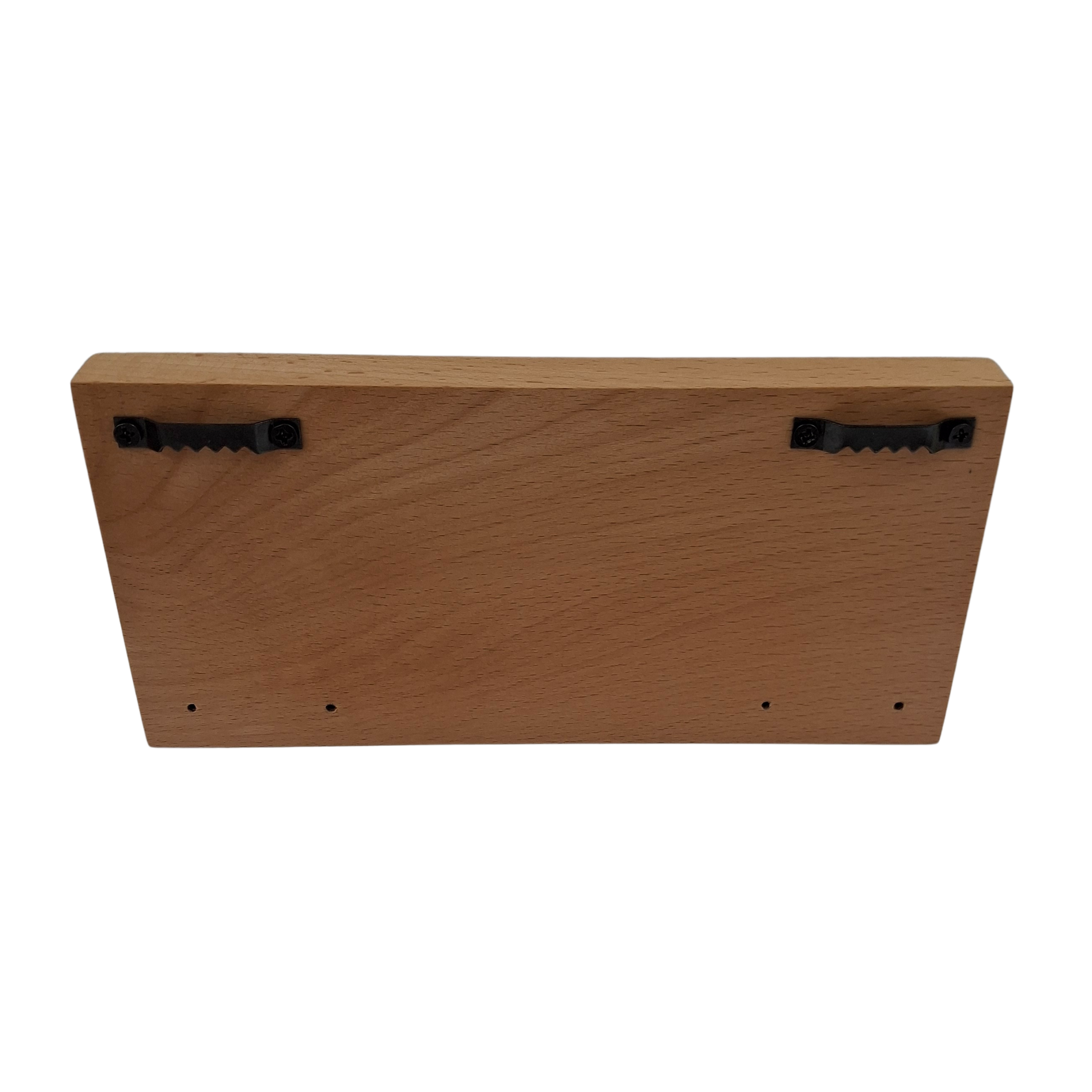 Rear of Wooden hanging sign with sawhooks